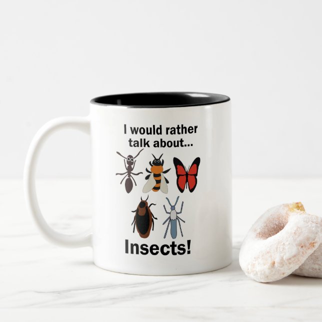 Caneca De Café Em Dois Tons Eu Preferiria Falar Sobre Entomologistas de Inseto (Com Donut)