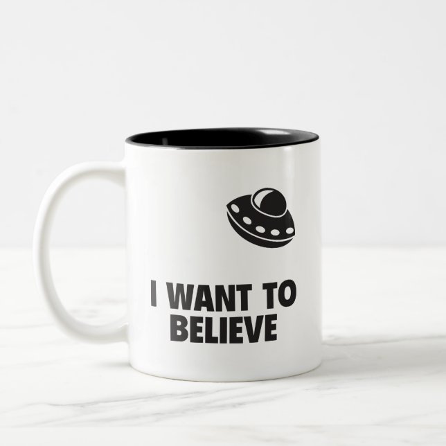 Caneca De Café Em Dois Tons Eu Quero Acreditar Na Mug De Café (Esquerda)