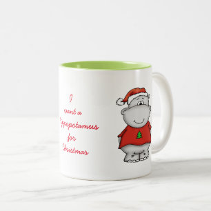Caneca De Café Em Dois Tons Eu quero um hippopotamus para o Natal