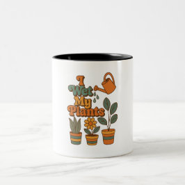 Caneca De Café Em Dois Tons Eu Rego Minhas Plantas – Listras Retro dos Anos 70