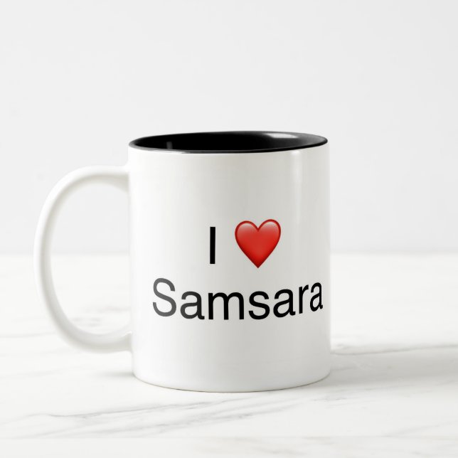 Caneca De Café Em Dois Tons Eu ❤️ samsara. (Esquerda)