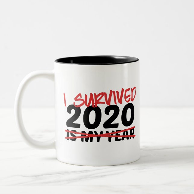 Caneca De Café Em Dois Tons Eu Sobrevivi a 2020 (Esquerda)