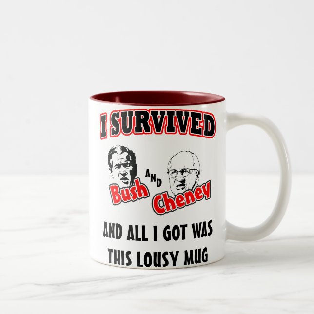 Caneca De Café Em Dois Tons Eu sobrevivi a Bush e a Cheney (Direita)