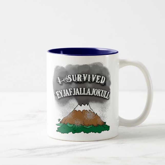 Caneca De Café Em Dois Tons Eu sobrevivi ao camiseta de Eyjafjallajokull, (Direita)