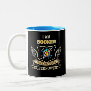 Caneca De Café Em Dois Tons Eu Sou BOOKER Qual É Seu Superpoder