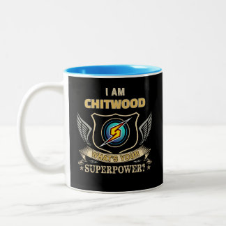 Caneca De Café Em Dois Tons Eu Sou CHITWOOD Qual é Seu Superpoder