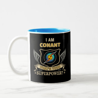 Caneca De Café Em Dois Tons Eu Sou CONANT Qual É Seu Superpoder
