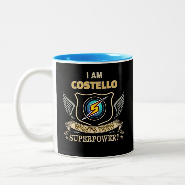 Caneca De Café Em Dois Tons Eu Sou COSTELLO Qual É Seu Superpoder (Esquerda)