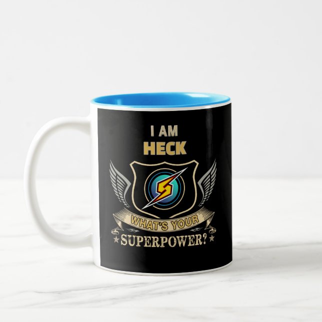 Caneca De Café Em Dois Tons Eu Sou HECK Qual é Seu Superpoder (Esquerda)
