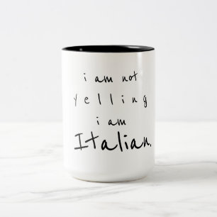 Caneca De Café Em Dois Tons eu sou não gritando mim sou italiano