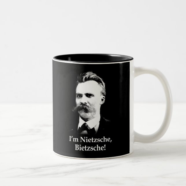 Caneca De Café Em Dois Tons Eu sou Nietzsche, Bietzsche! (Direita)