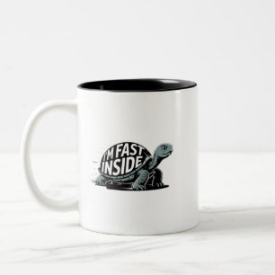 Caneca De Café Em Dois Tons Eu Sou Rápido Por Dentro Humor de Tartaruga Engraç