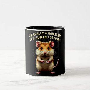 Caneca De Café Em Dois Tons Eu sou realmente um Hamster em uma fantasia humana