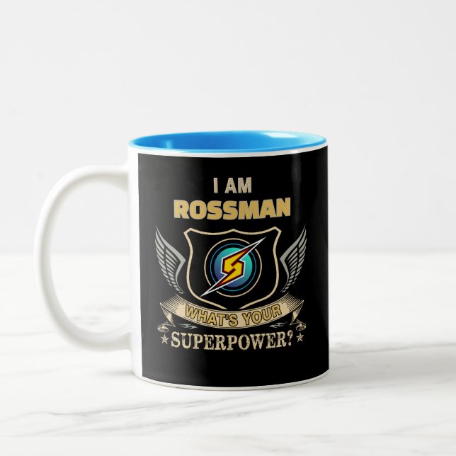 Caneca De Café Em Dois Tons Eu Sou ROSSMAN Qual É Seu Superpoder (Esquerda)