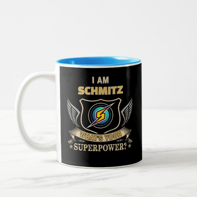 Caneca De Café Em Dois Tons Eu Sou SCHMITZ Qual É Seu Superpoder (Esquerda)