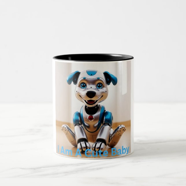 Caneca De Café Em Dois Tons Eu Sou Um Cão Bastante Robô Bebê (Centro)