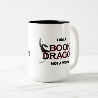 Caneca De Café Em Dois Tons Eu sou um dragão do livro, não um sem-fim