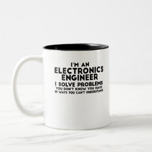 Caneca De Café Em Dois Tons Eu sou um Engenheiro Eletrônicos Eu resolvo proble