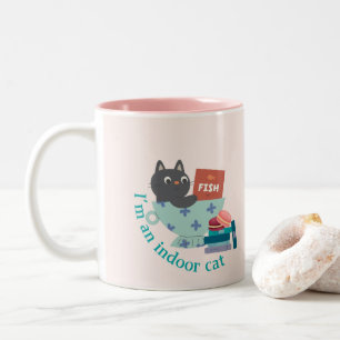 Caneca De Café Em Dois Tons Eu sou um gato interior engraçado