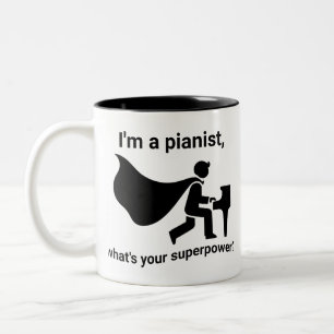 Caneca De Café Em Dois Tons Eu sou um Pianista, Qual é o Seu Superpoder?