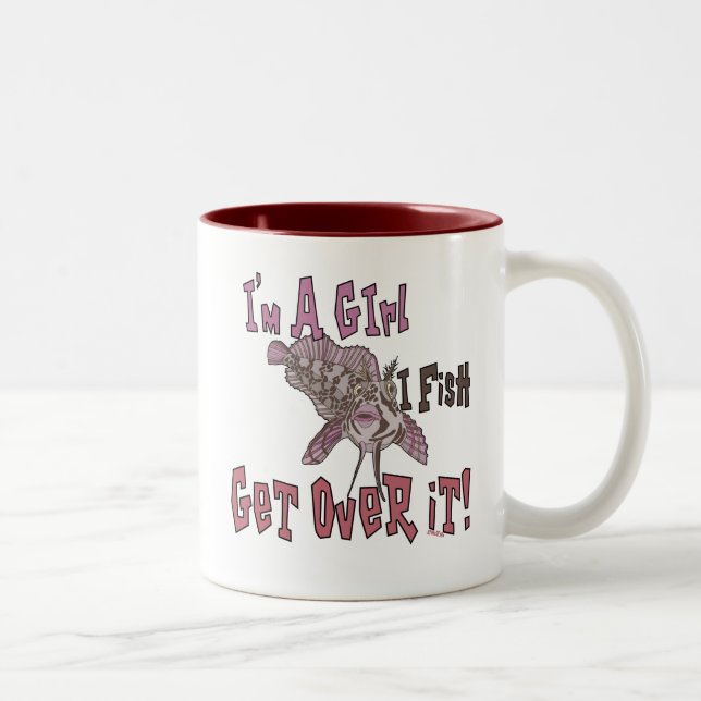 Caneca De Café Em Dois Tons Eu sou uma garota que eu peixe supera (Direita)