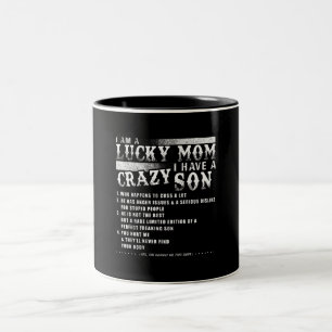 Caneca De Café Em Dois Tons Eu Sou Uma Mãe Sortuda Eu Tenho Uma Ideia De Filho