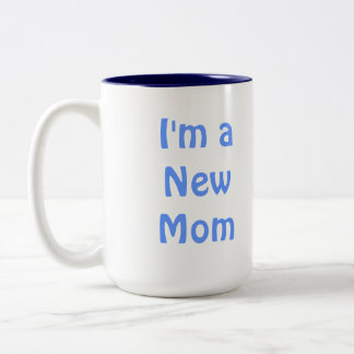 Caneca De Café Em Dois Tons Eu sou uma mamã nova. Azul