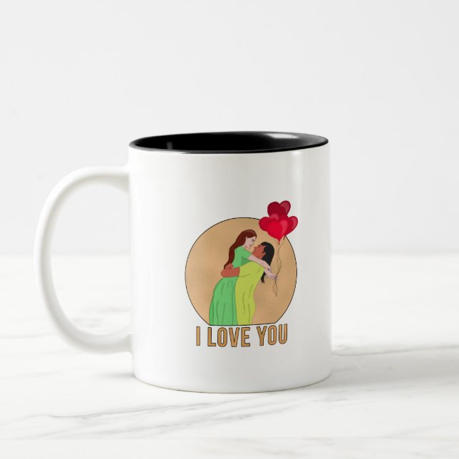 Caneca De Café Em Dois Tons Eu Te Amo (Esquerda)