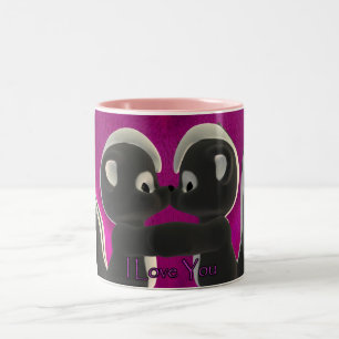 Caneca De Café Em Dois Tons Eu te amo, beijando as jaritataca bonitos, dia dos