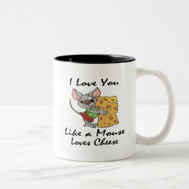 Caneca De Café Em Dois Tons Eu te amo como um rato ama o preto do queijo