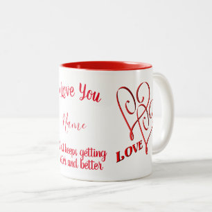 Caneca De Café Em Dois Tons Eu Te Amo Corações Vermelhos Interligados Personal
