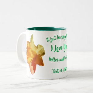 Caneca De Café Em Dois Tons Eu Te Amo Daffodil Flower Personalizado