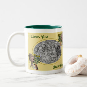 Caneca De Café Em Dois Tons Eu Te Amo Garota Bonita Puppies Foto Personalizada
