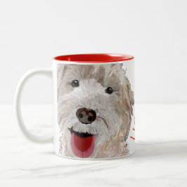Caneca De Café Em Dois Tons Eu te amo! Labradoodle