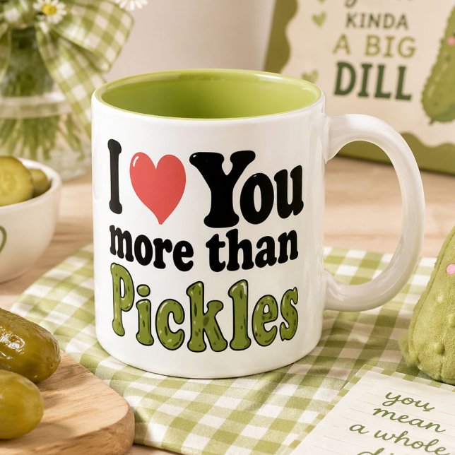 Caneca De Café Em Dois Tons Eu Te Amo Mais Do Que Picles (Criador carregado)