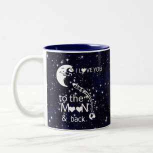 Caneca De Café Em Dois Tons Eu te amo na lua e atrás - Universo