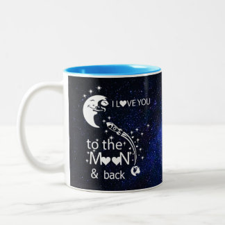 Caneca De Café Em Dois Tons Eu te amo na lua e atrás - Universo