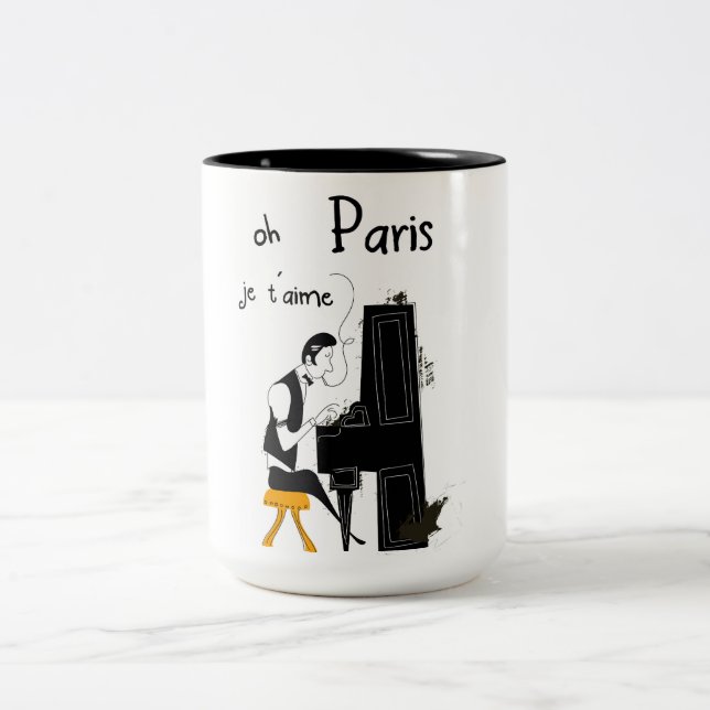 Caneca De Café Em Dois Tons eu te amo Paris (Centro)