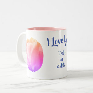 Caneca De Café Em Dois Tons Eu Te Amo Tulip Flor Personalizado