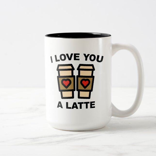 Caneca De Café Em Dois Tons Eu Te Amo Um Latte (Direita)