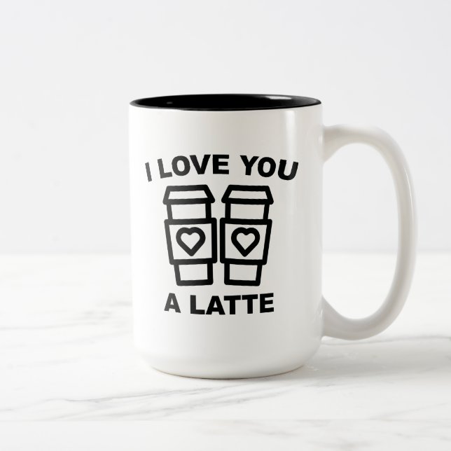 Caneca De Café Em Dois Tons Eu Te Amo Um Latte (Direita)