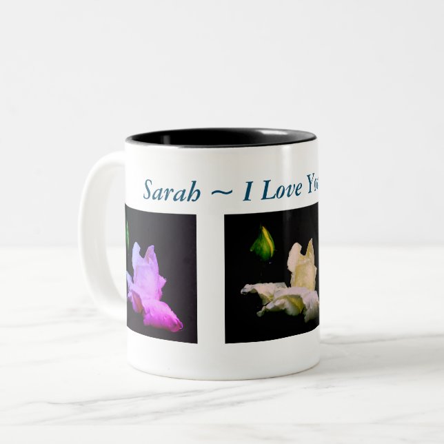 Caneca De Café Em Dois Tons Eu Te Amo White Rosebud Personalizado (Frente Esquerda)
