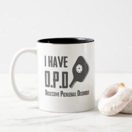 Caneca De Café Em Dois Tons Eu tenho a Perturbação Obsessiva de Pickleball