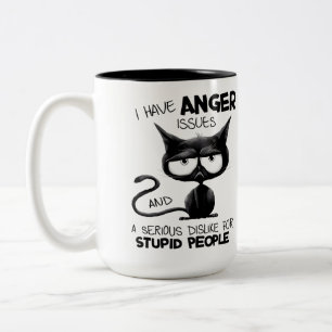 Caneca De Café Em Dois Tons Eu Tenho Problemas de Raiva Presente Divertido par