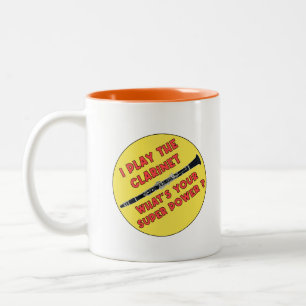 Caneca De Café Em Dois Tons Eu To Co Clarinete Qual É Seu Superpoder?
