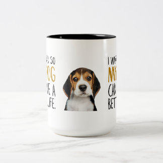 Caneca De Café Em Dois Tons Eu trabalho Duro para que meu cão possa ter uma ci