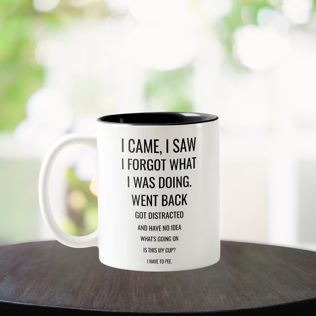 Caneca De Café Em Dois Tons eu vim eu vi eu esqueci  (Criador carregado)