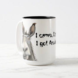 Caneca De Café Em Dois Tons Eu vim, eu vi, eu fiquei ansioso