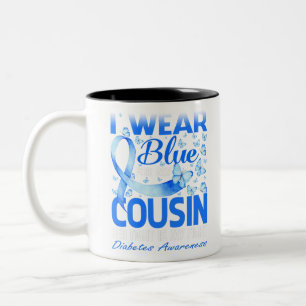 Caneca De Café Em Dois Tons Eu Visto Azul Para A Consciência Da Diabetes Do M