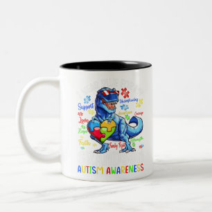 Caneca De Café Em Dois Tons Eu Visto Azul Para A Consciência Do Autismo Do Me
